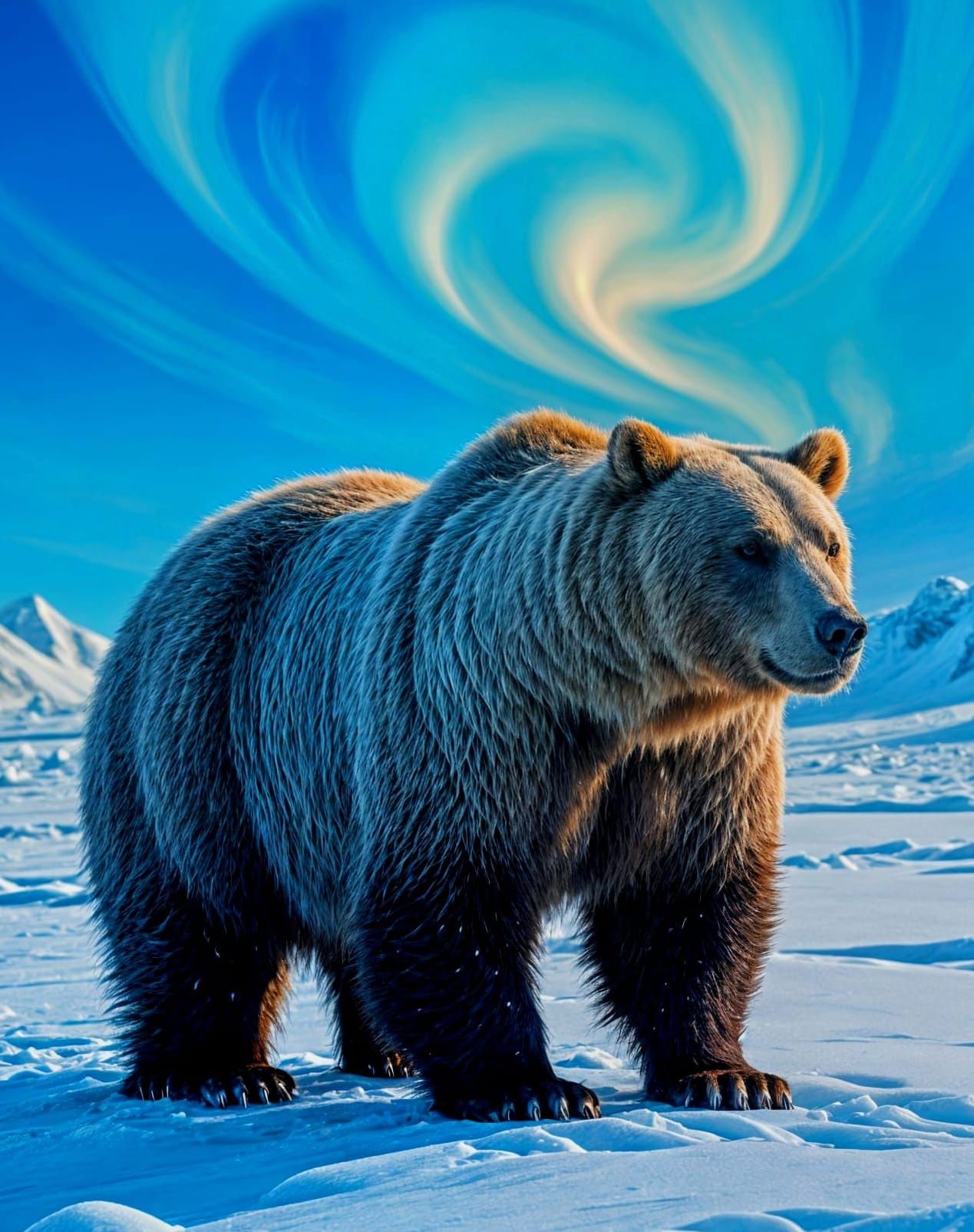 Lone Grizzly Bear in Arctic Landscape