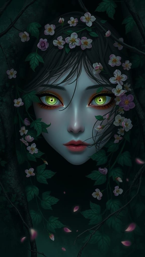 Enchanted Forest: Ethereal Woman in Anime Style