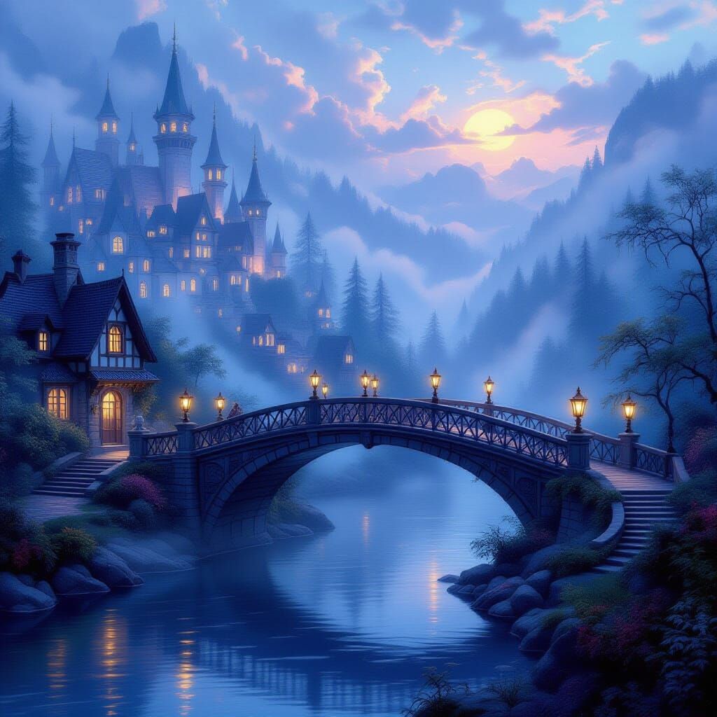 Magical Bridge Between City and Enchanted Forest