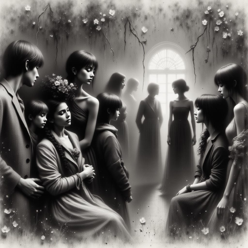 Ethereal Family Portrait in Moody Charcoal