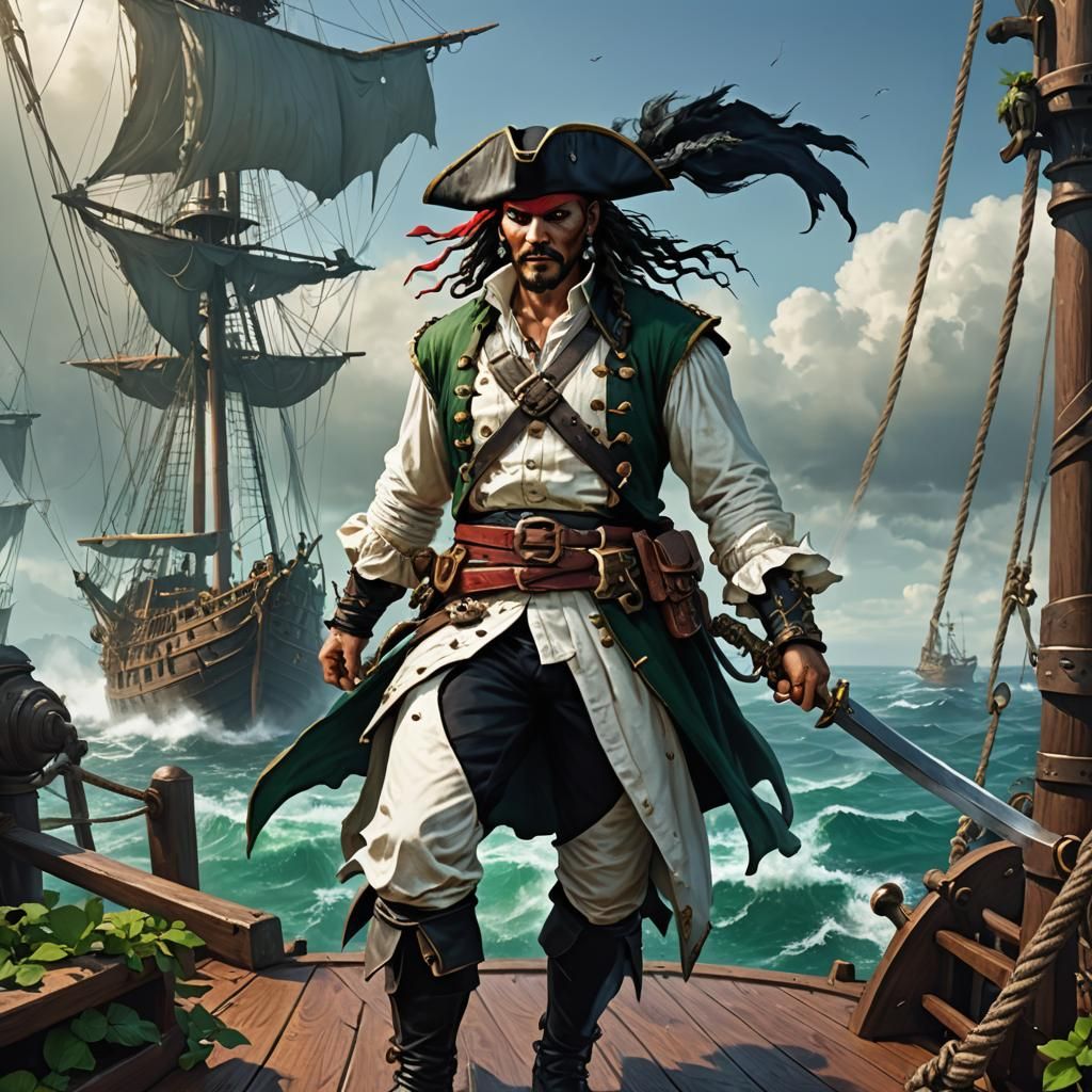 Fearsome Pirate Captain Ready for Battle