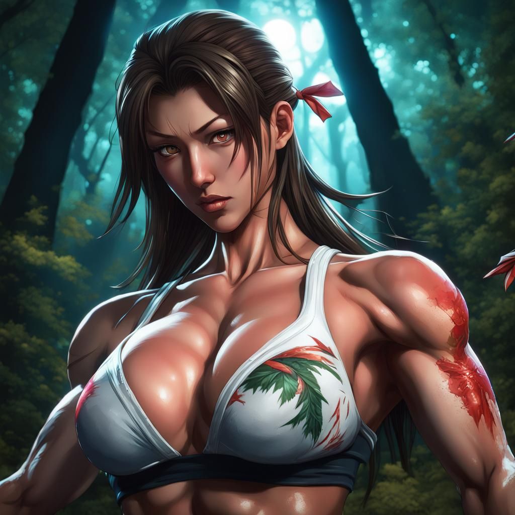 Hyperrealistic Mai Shiranui with Muscular Physique
