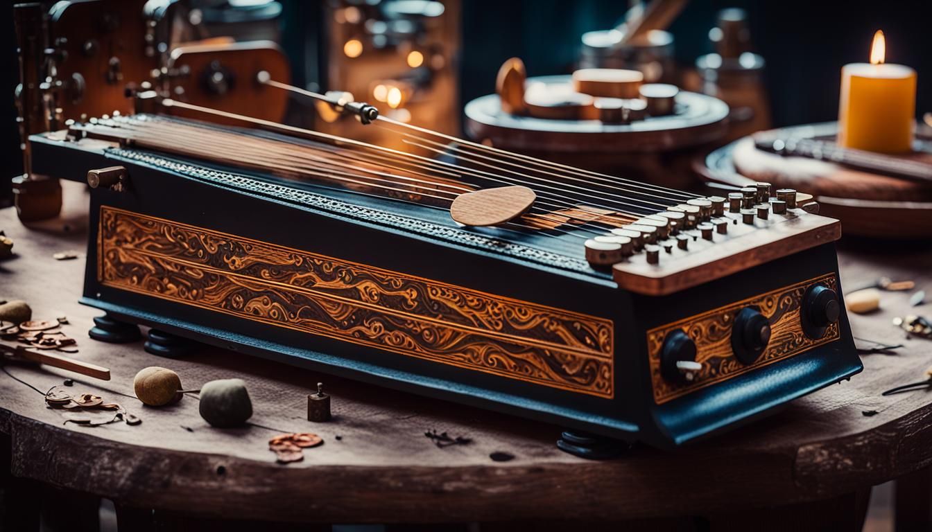 Hyperrealistic Zither in Historical Setting