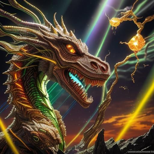 Wire Dragon Sculpture with Broken Glass Effect