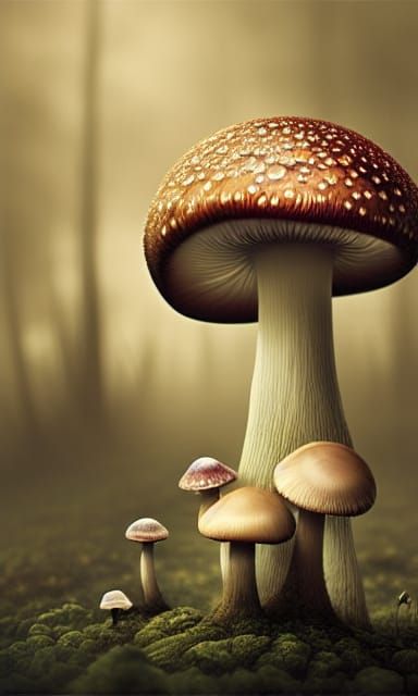 Crystal Mushrooms in a Surrealist Style