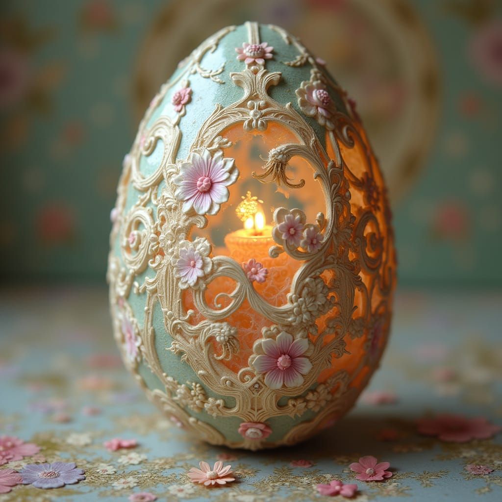 Vintage Panoramic Sugar Egg in Pastel Colors