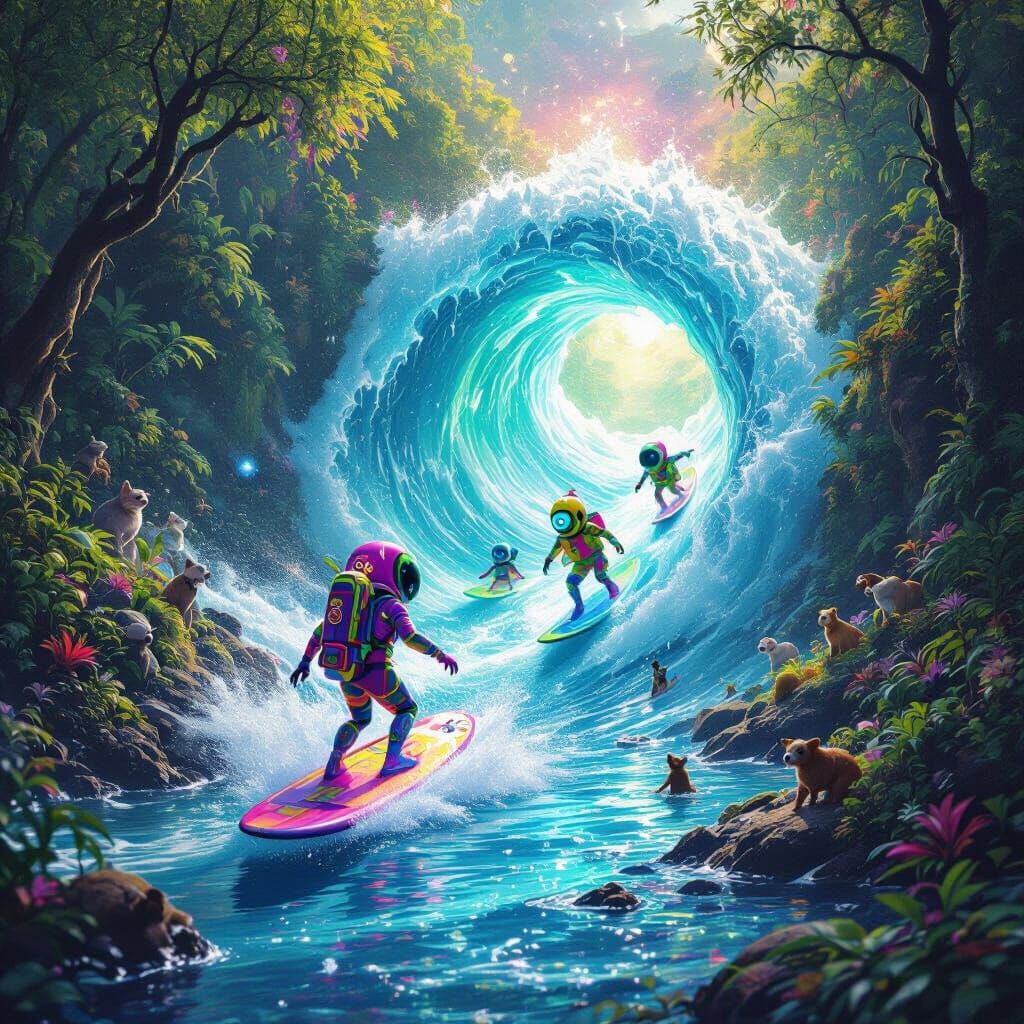 Surreal Rainforest Race Through a Wormhole