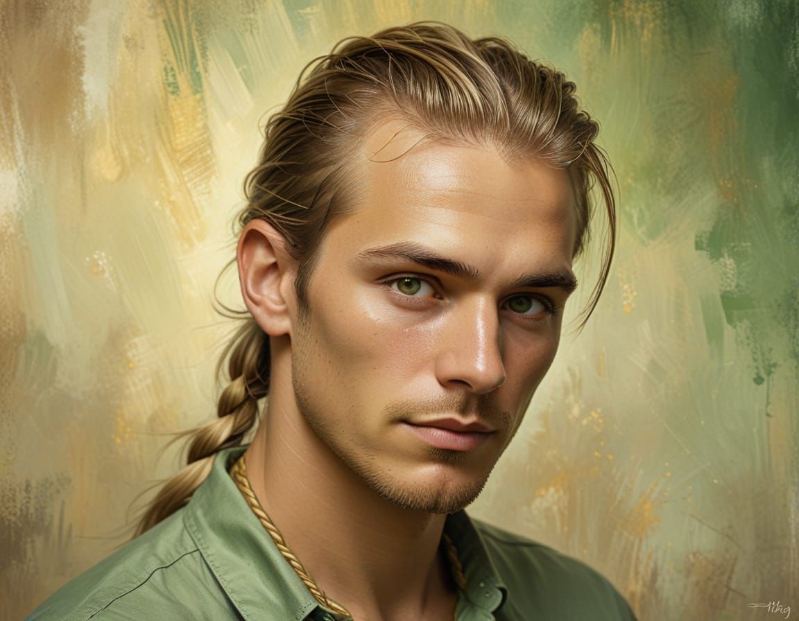 Portrait of a Blond Man in Digital Painting Style