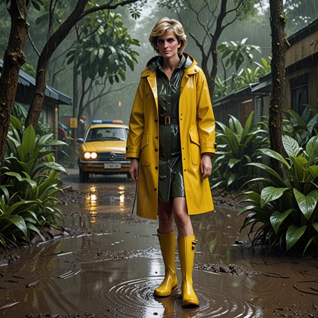 Princess Diana in Yellow Raincoat, 3D Game Art