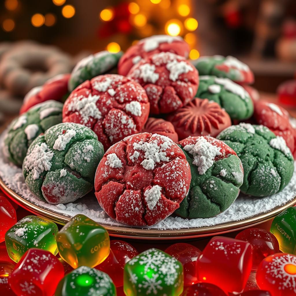 Christmas Cookies and Jello Candies in Matte Painting Style