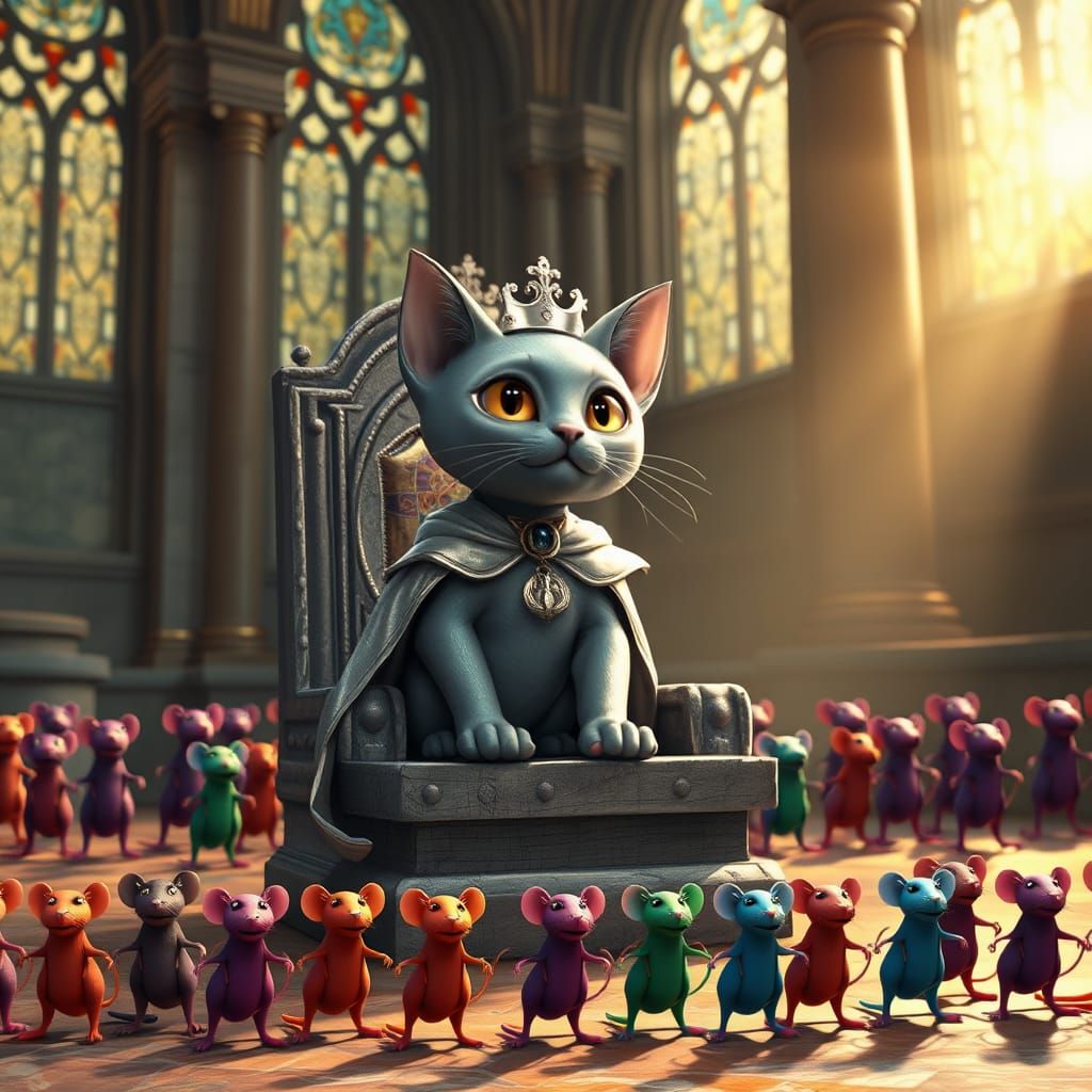 Egyptian Royal Cat Reigns Supreme in Whimsical Fantasy Castl...
