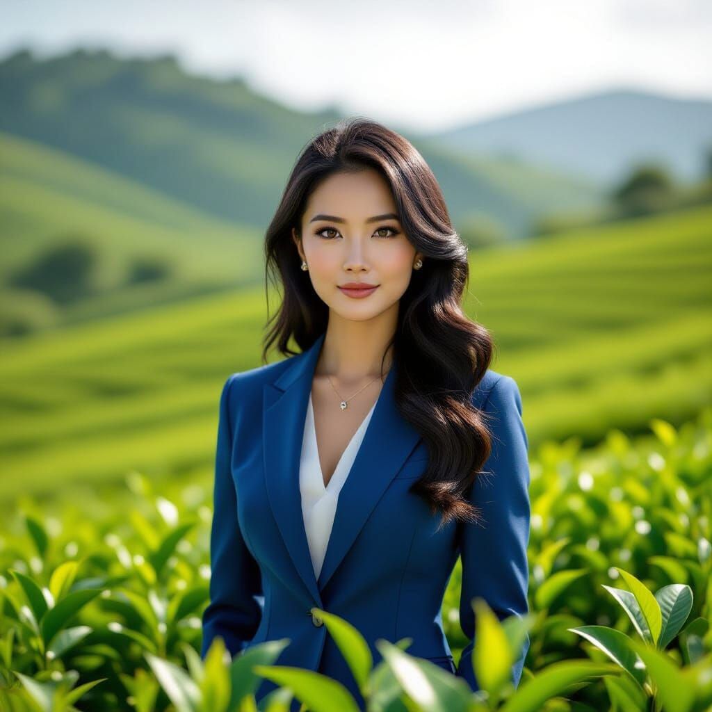Realistic Portrait in Tea Plantation