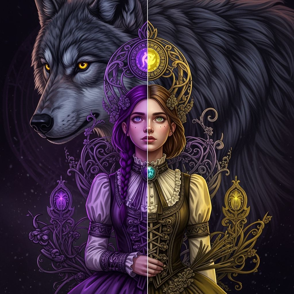 Dual Personality Teen Lost With Majestic Wolf in Dark Fantas...