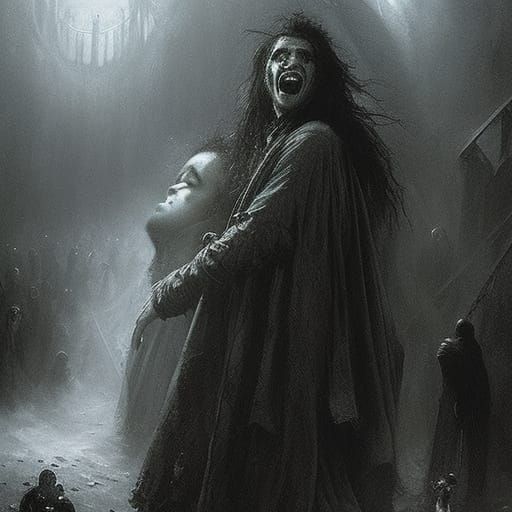 Sinister Gothic Horror Scene in Burtonesque Style