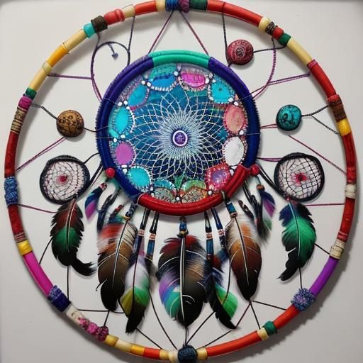Detailed Dreamcatcher with Feathers and Beads