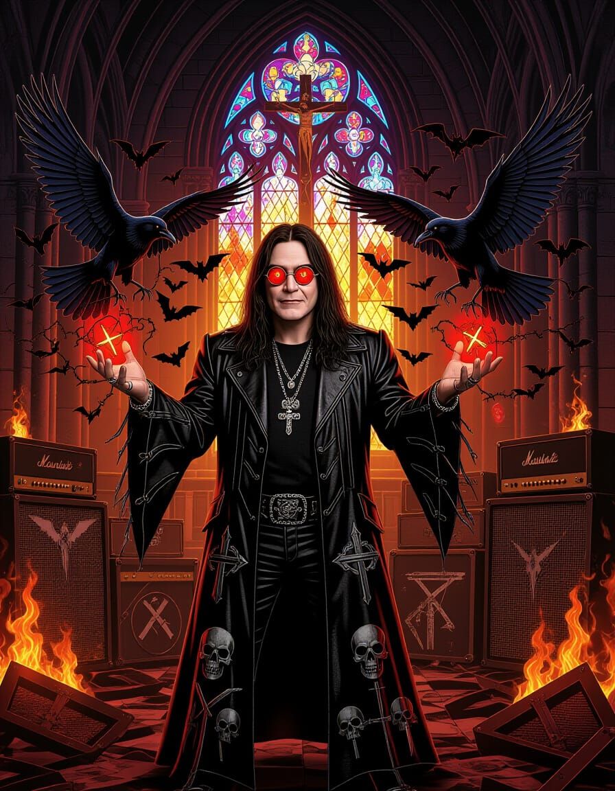 Ozzy Osborne as Rock Warlock in Apocalyptic Glam Style