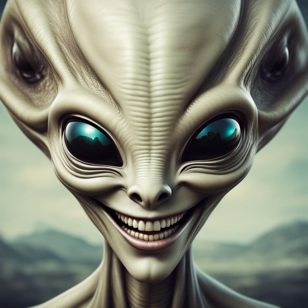 Friendly Alien Smiles for Portrait Photo