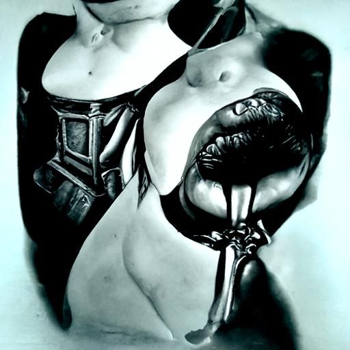 Photorealistic Gothic Scene in Charcoal Style