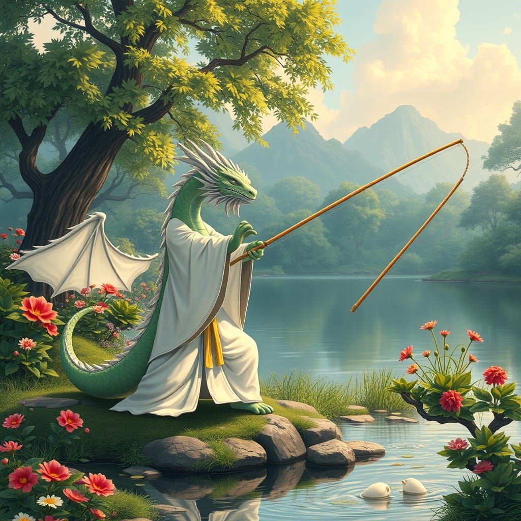 Dragons Practice Tai Chi in Serene Garden