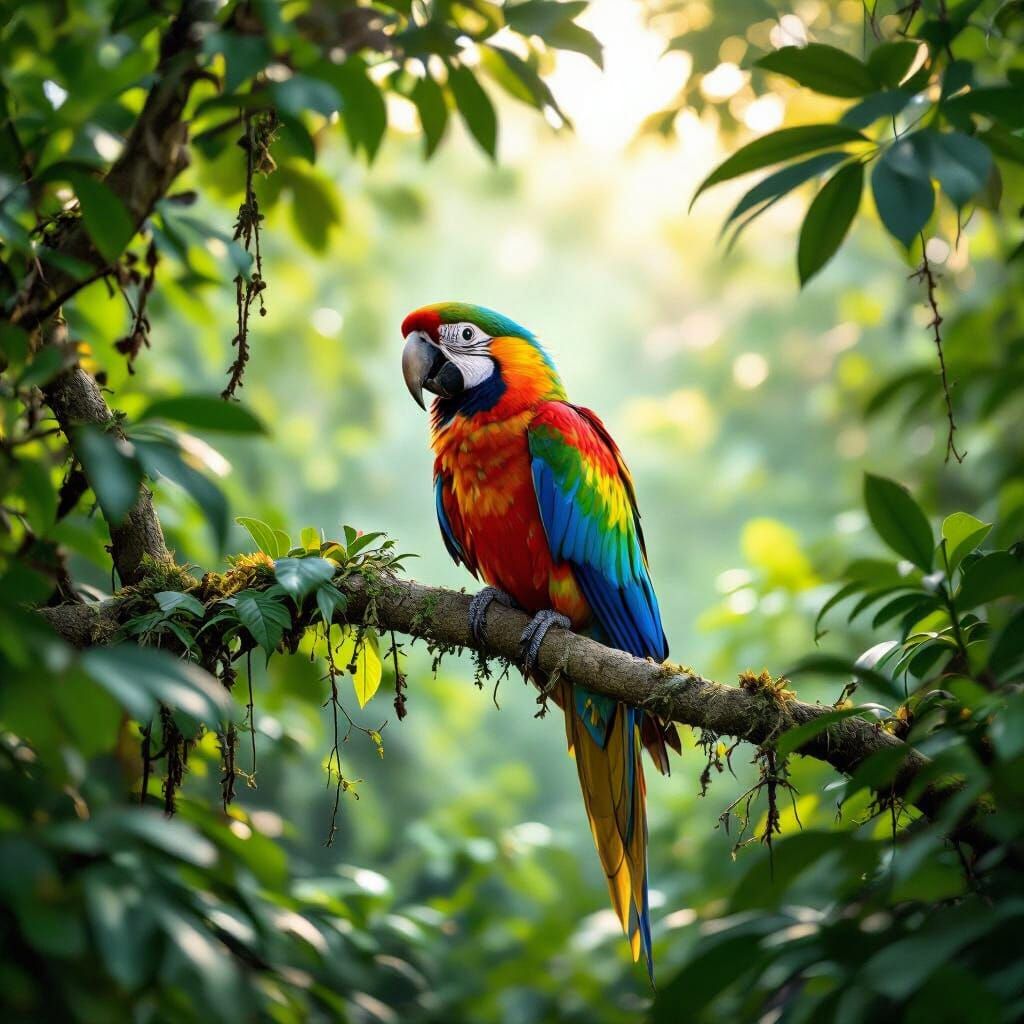 Colorful Macaw in Vibrant Jungle Setting