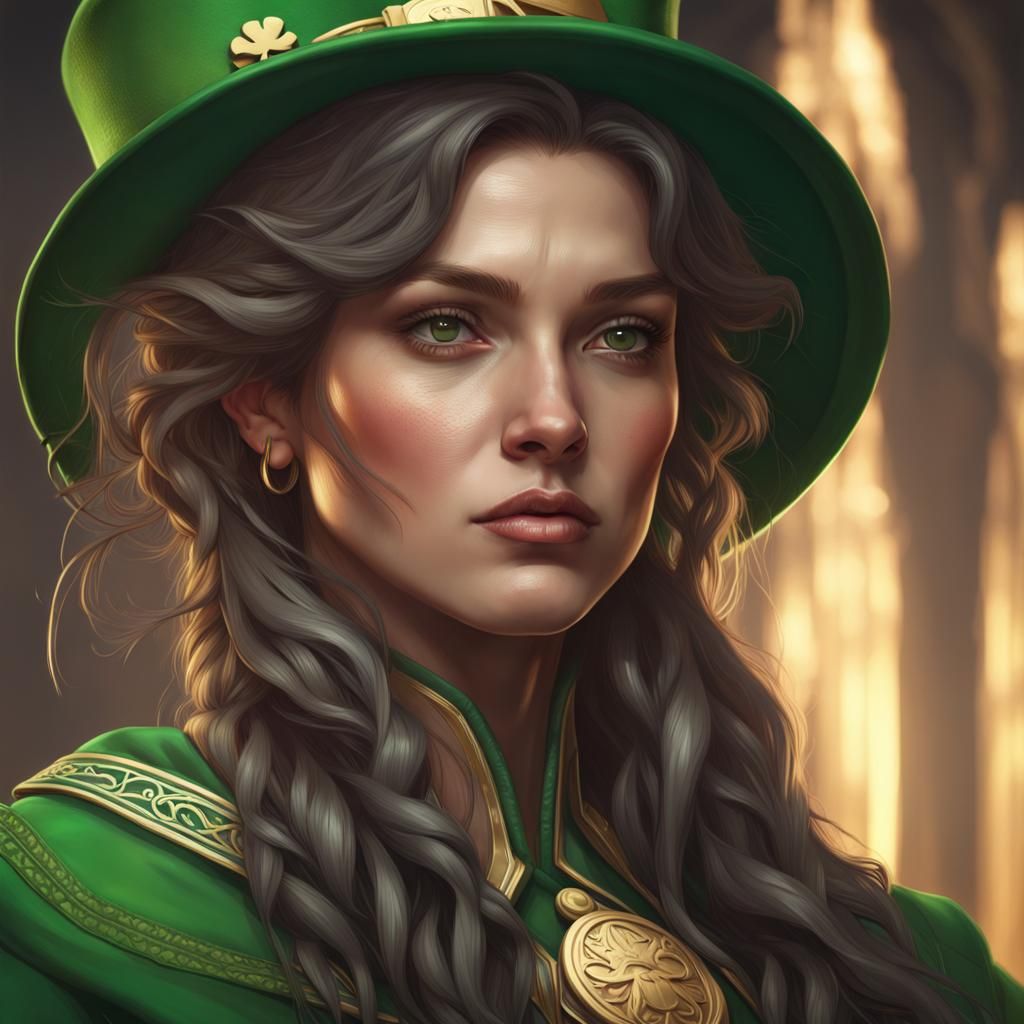 St. Patrick's Day Portrait in Art Nouveau Style