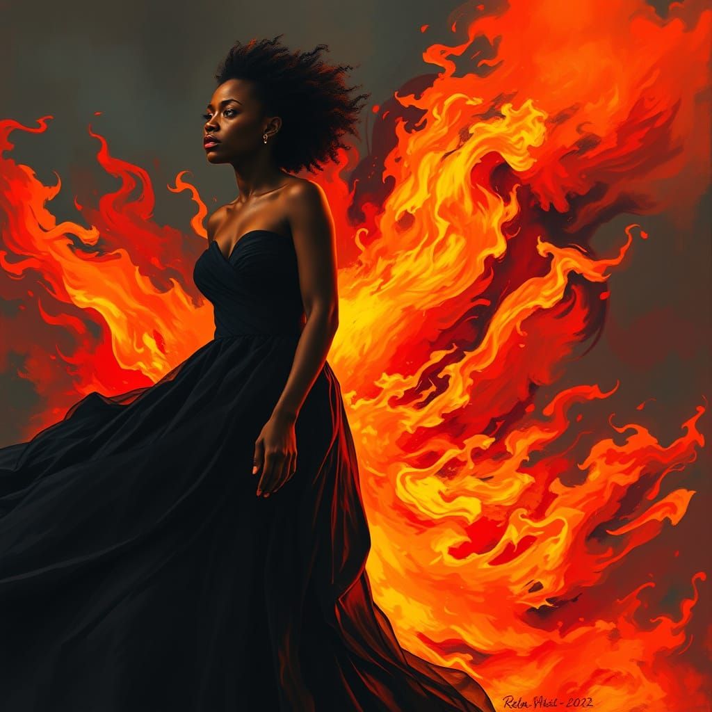 Fiery Portrait of Woman in Contemporary Style