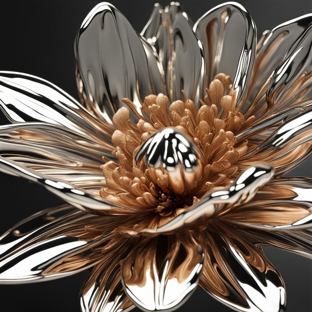 Liquid Metallic Flower Art