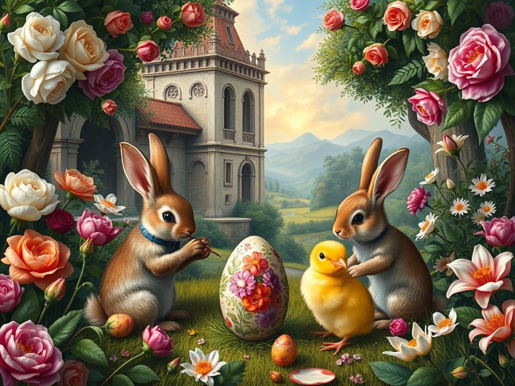 Magical Renaissance Landscape with Easter Painting