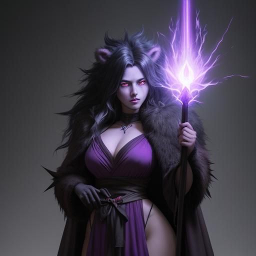 Dark Druid Bear with Magic Staff