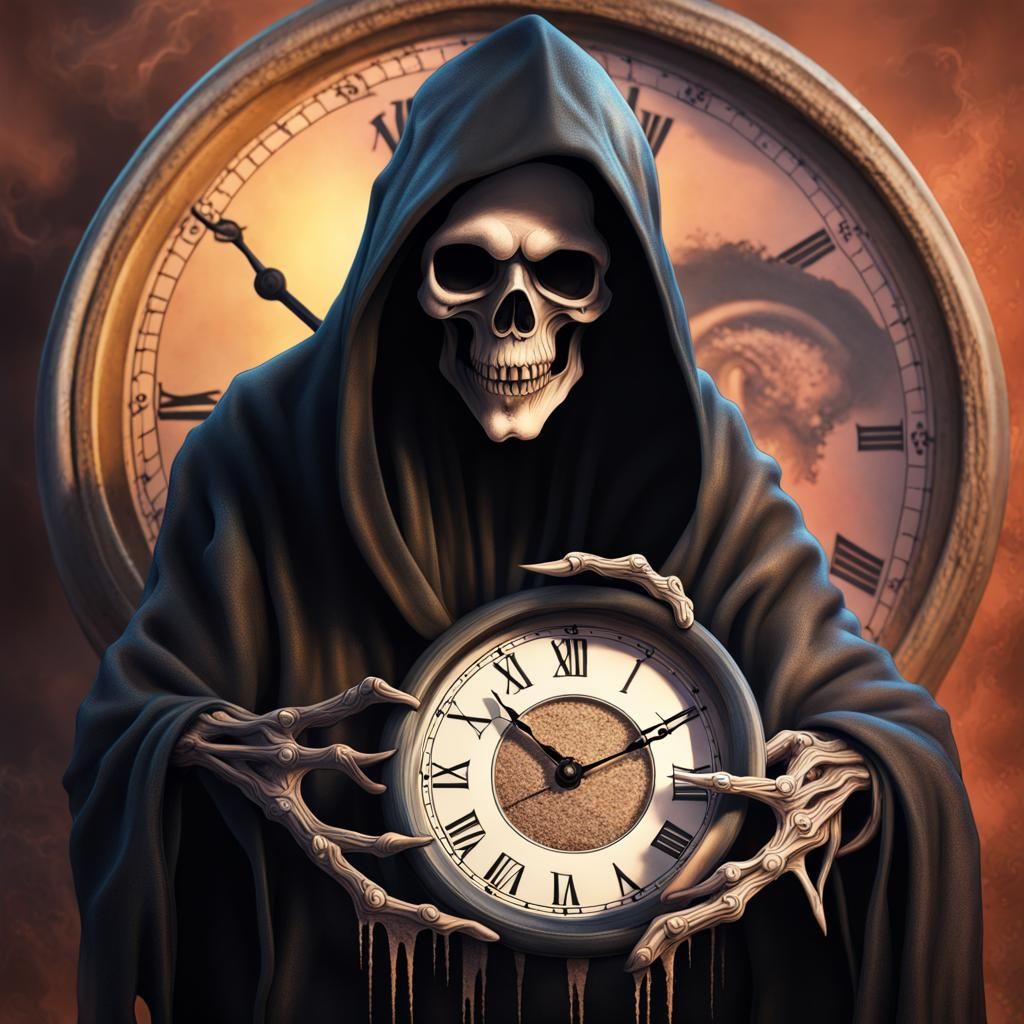 Grim Reaper Hourglass Tattoo in 3D