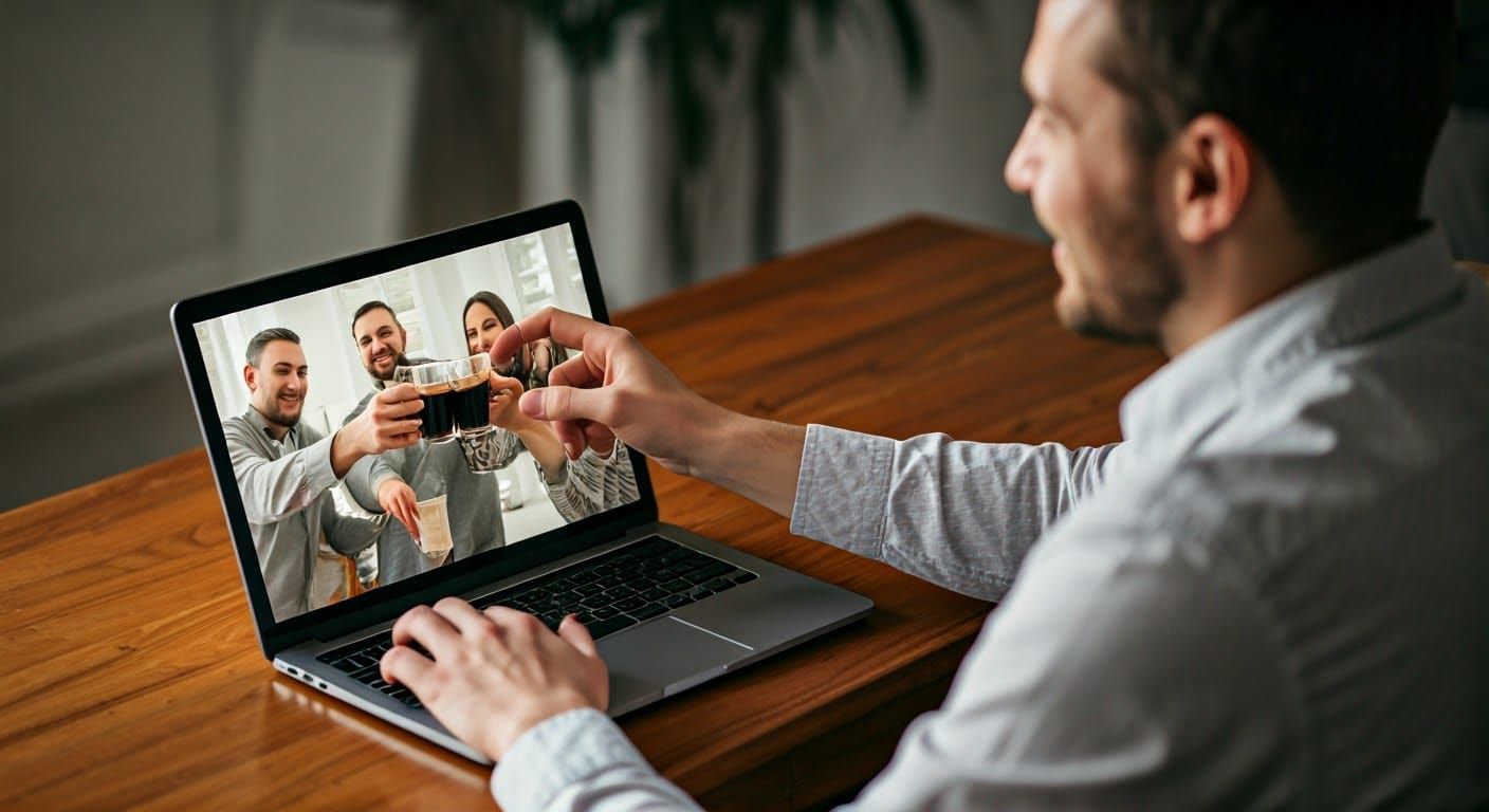 Middle-Class Lithuanian Friends Raise Toast in Modern Home O...