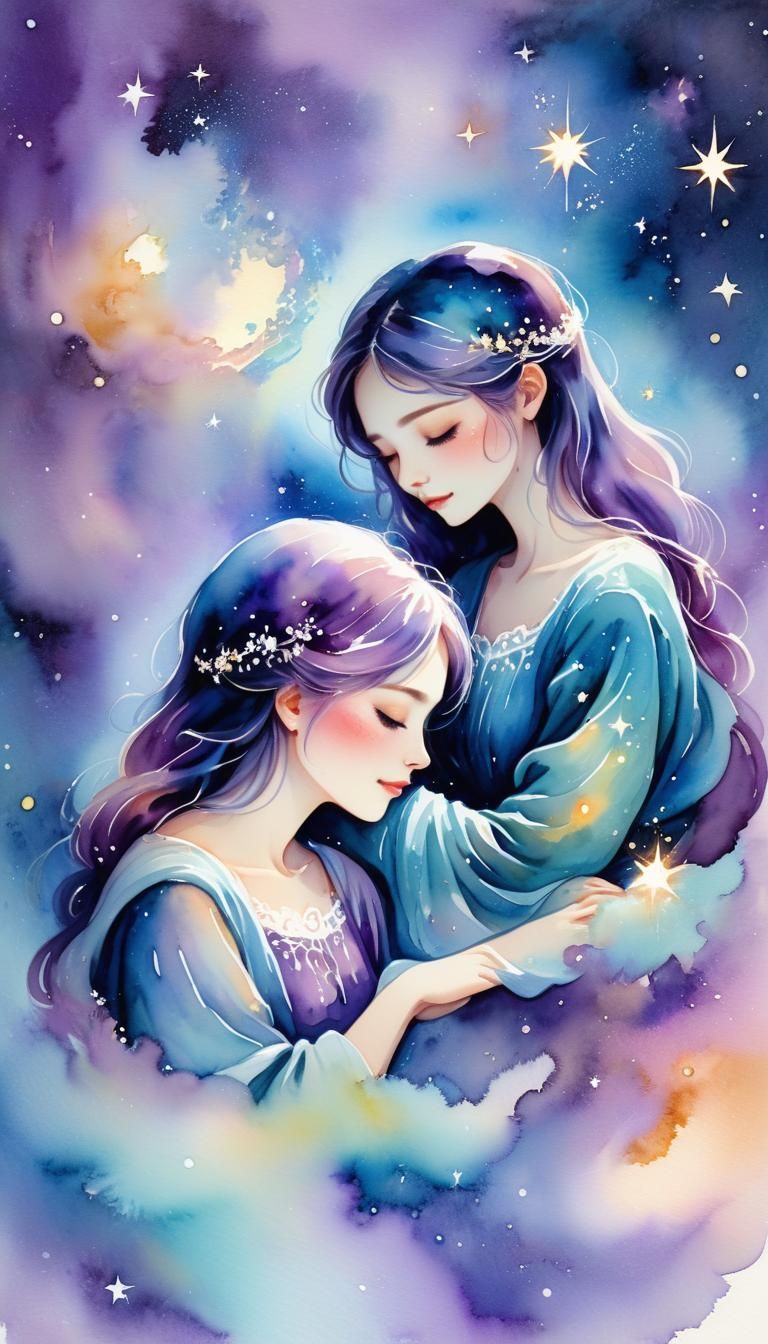 Dreamy Watercolor Couple on Miniature Earth