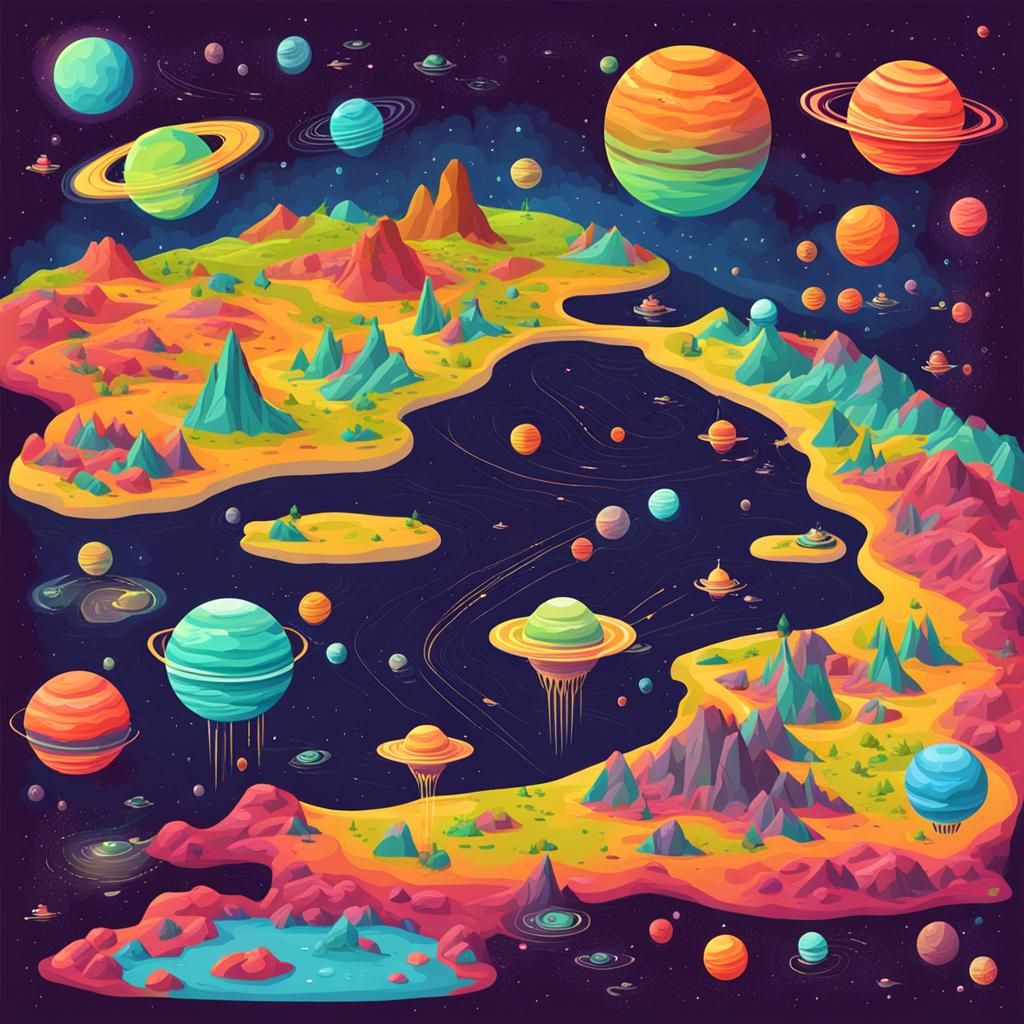 Colorful Map of an Alien Planet