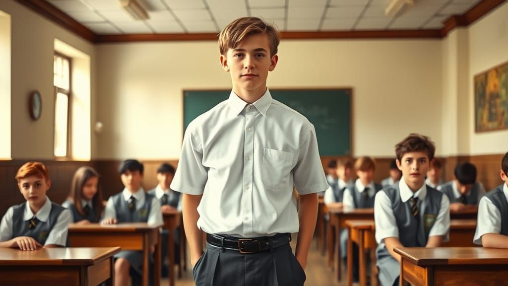 Nostalgic Classroom Scene in Illustration Style