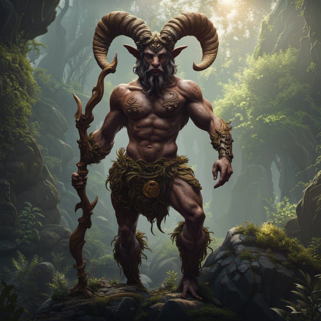 Detailed Satyr Matte Painting in Fantasy Style