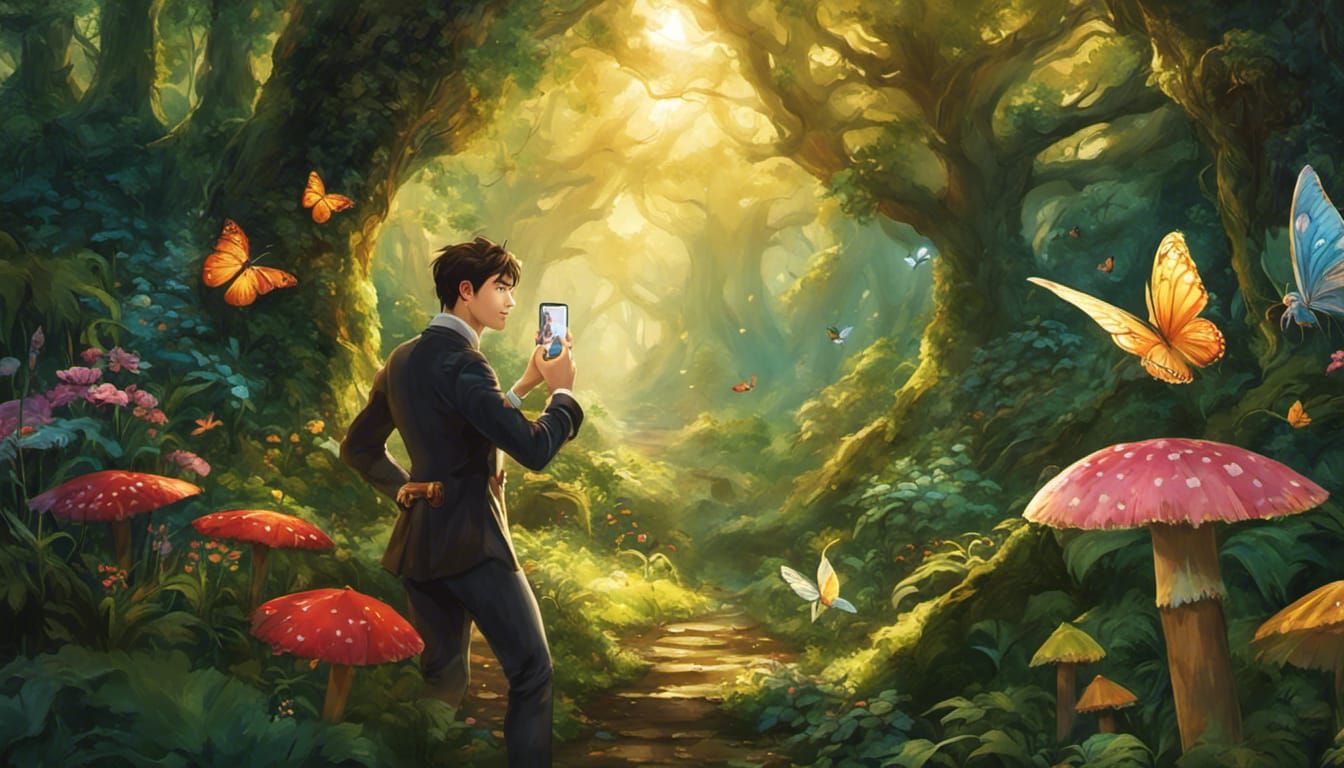 Handsome man is taking a selfie with magical forest creatures -1235 ....... God Is Available. He Loves You...Do You Want...
