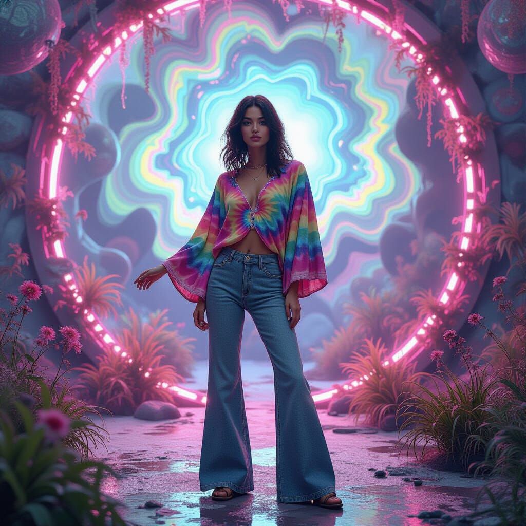 Psychedelic Dreamscape with Vibrant Colors in Matte Style
