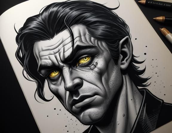 Menacing Hobbit Dragon Hybrid in Noir Comic Style