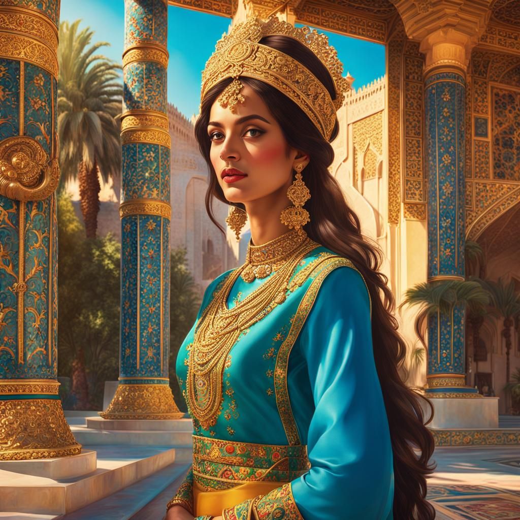 Regal Persian Palace in Golden Sunset Glory