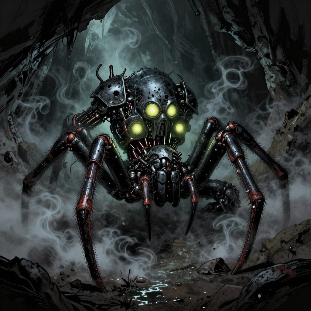 Mutated Spider Monster in Scrap Armor