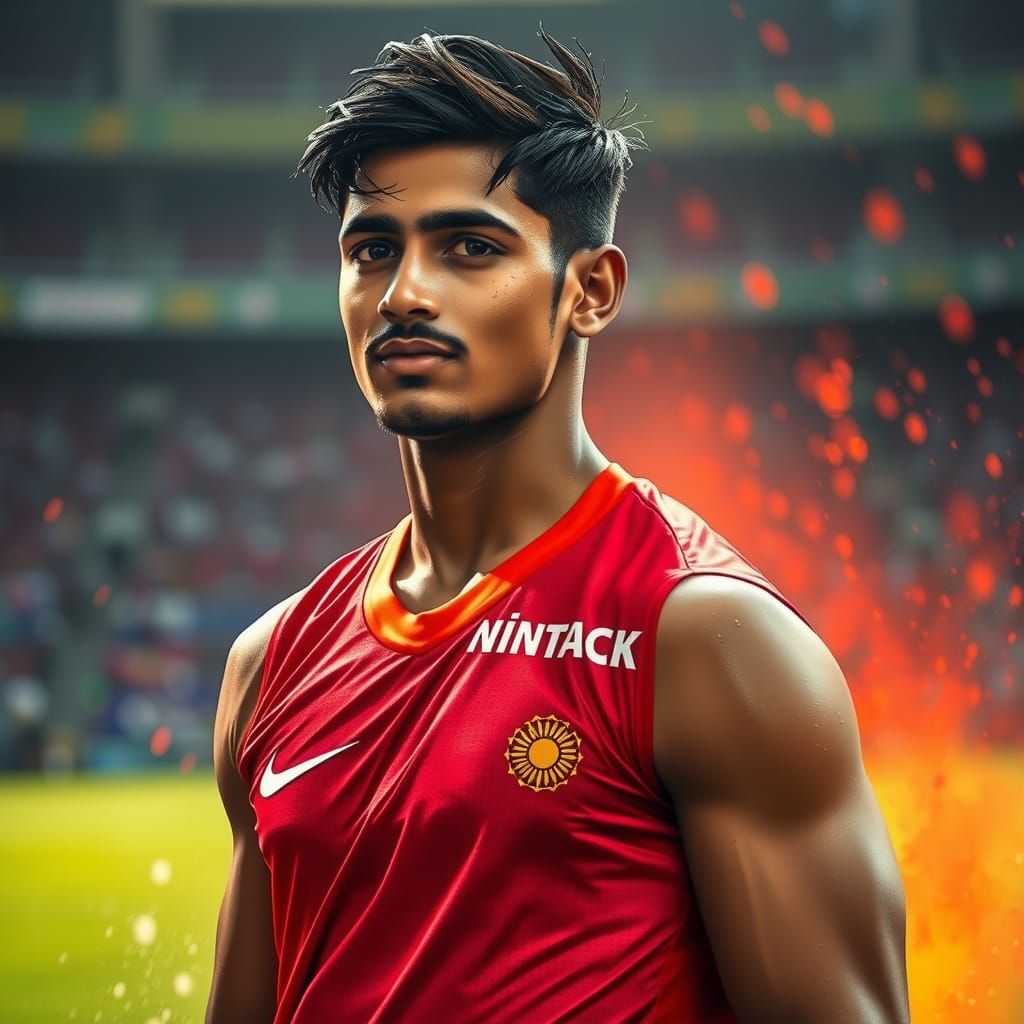 Indian Football Athlete in Hyperrealistic Style