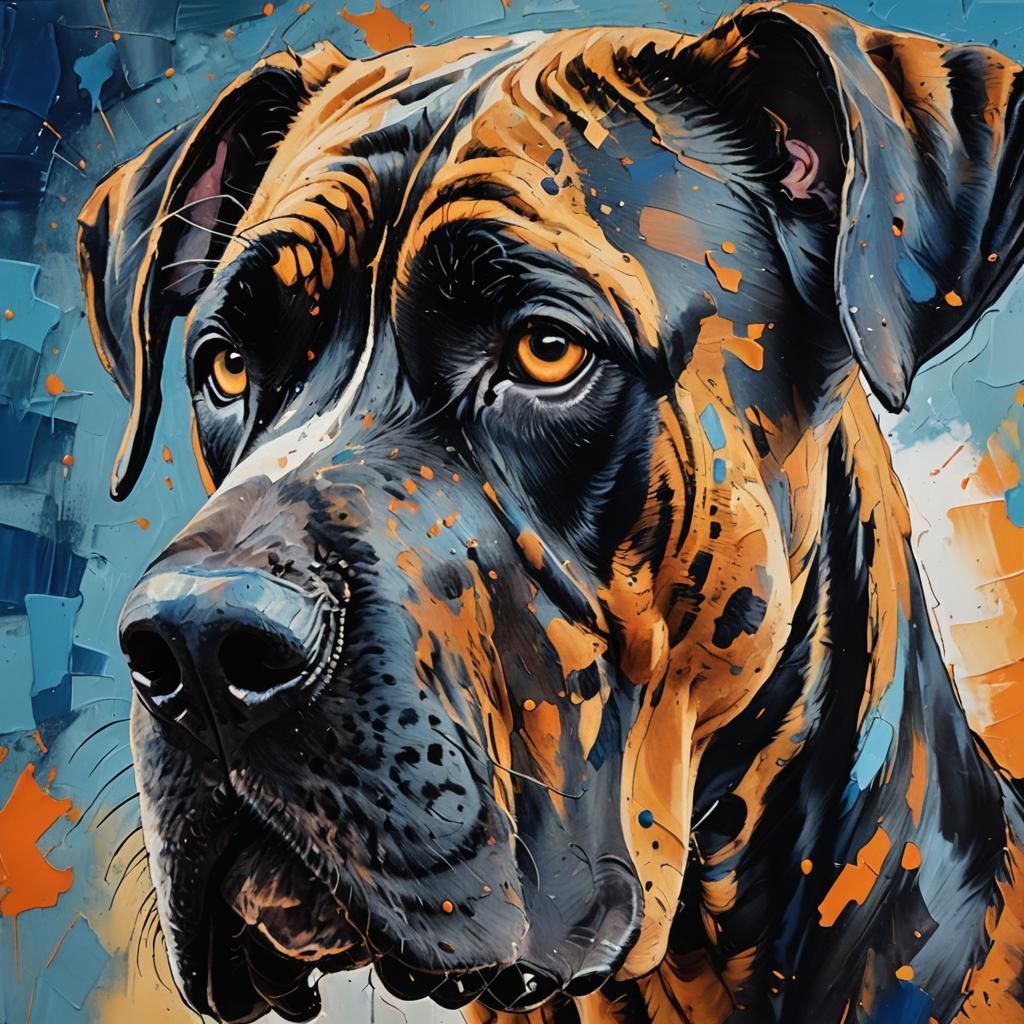 Great Dane Portrait in Abstract Expressionist Style