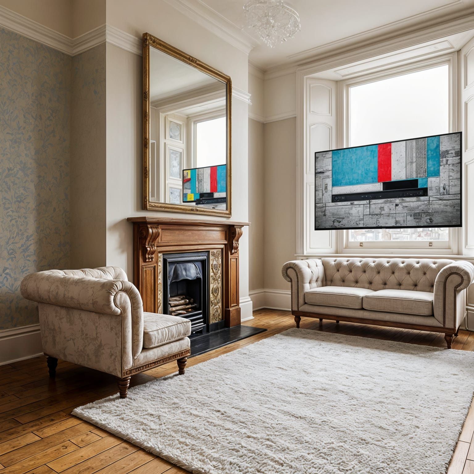 Retro Living Room with Test Pattern in Urban Pop Art