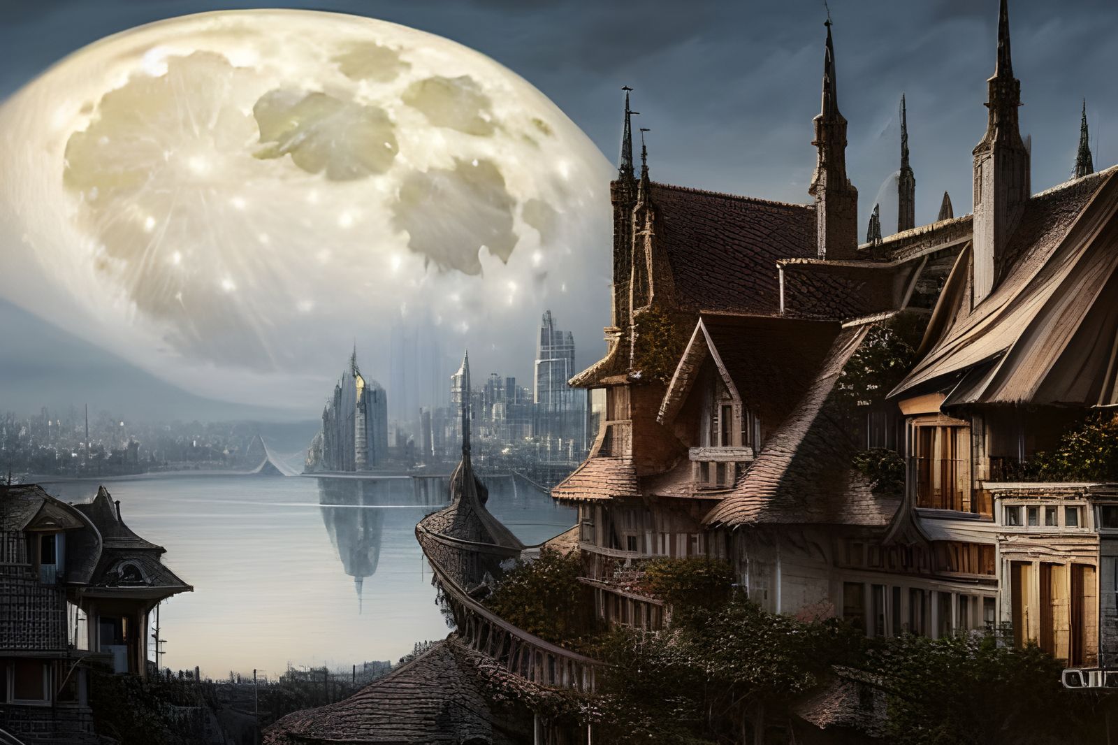 Full moon over the village