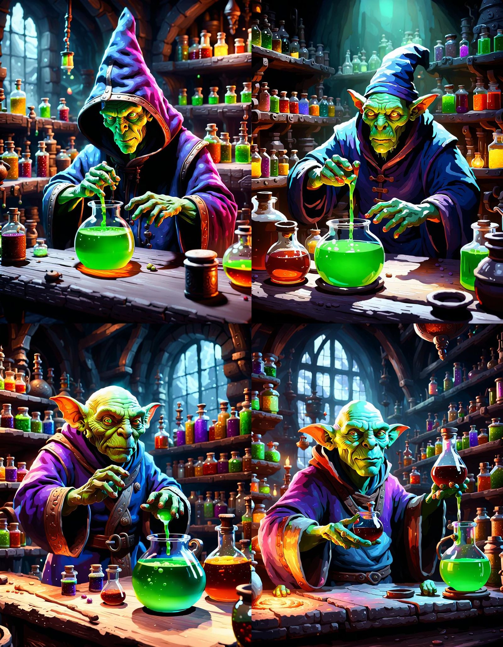 Goblin alchemist in a workshop v2