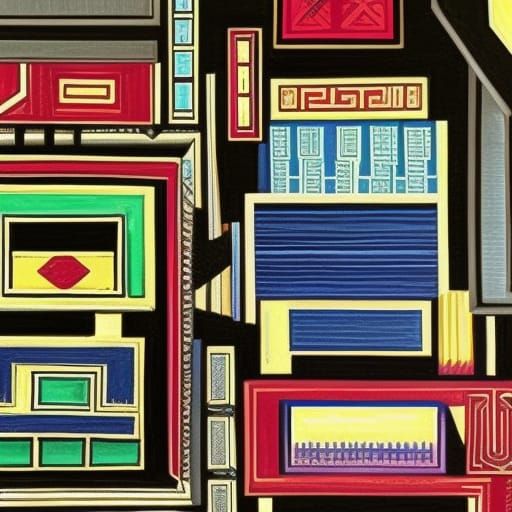 Tetris Arcade in 1980s Shanghai: Gouache Painting