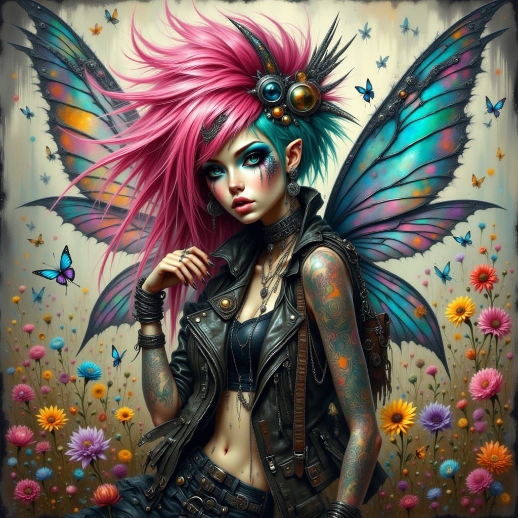 Punk Rocker Fairy in Grunge Style