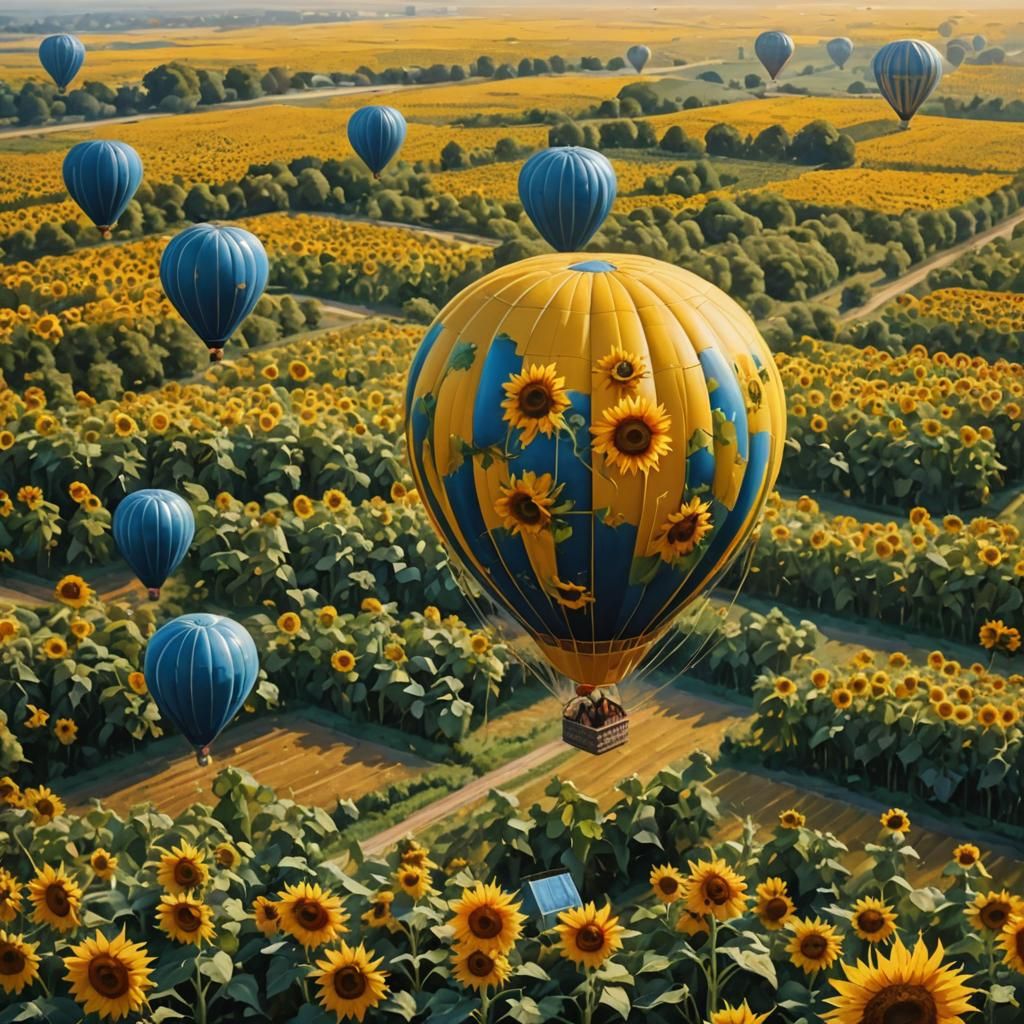 Sunflower Hot Air Balloon (Dreamshaper XL Lightning)