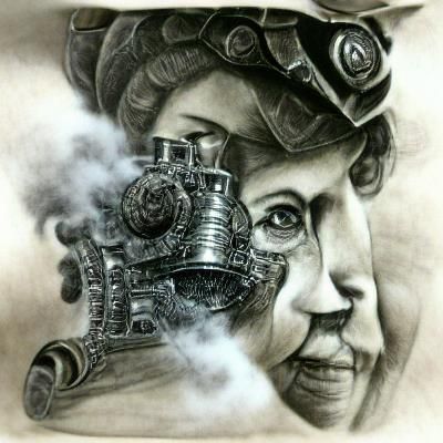 Queen Elizabeth I: Steampunk Charcoal Portrait