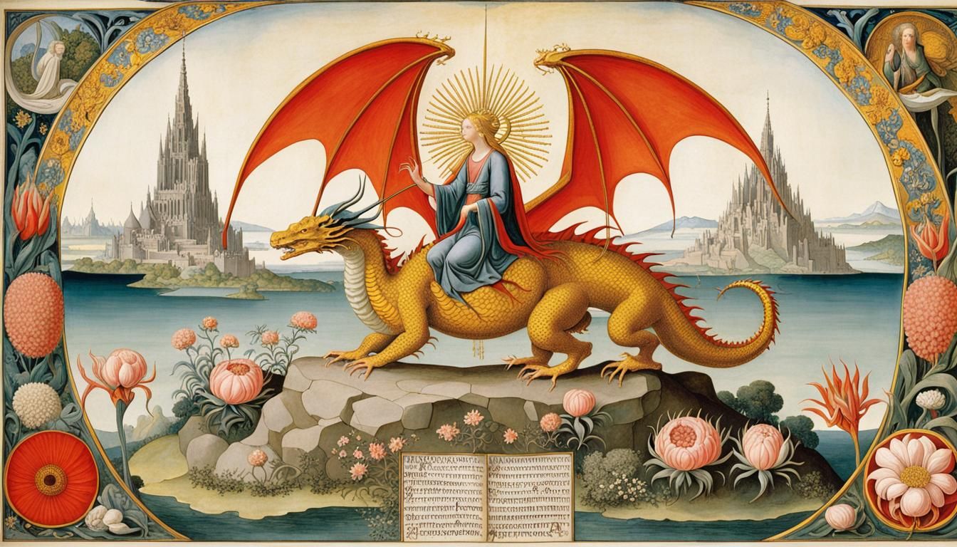 Saint Michael and Dragon in Art Nouveau Style